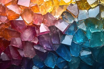 Poster - Colorful crystal cluster with vibrant hues of orange pink purple and blue abstract geology