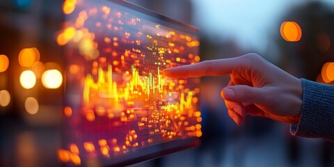Aufkleber - Futuristic Financial Dashboard Interactive Holographic Graphs and Data Analytics in Modern Workspace - High-Tech Business Intelligence and Digital Decision-Making