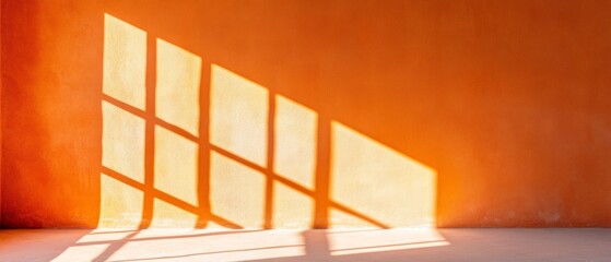 Leinwandbilder - Sunlit Minimalist Architecture Industrial Concrete Wall with Vibrant Orange Hues - Modern Artistic Spaces and Urban Development Inspiration