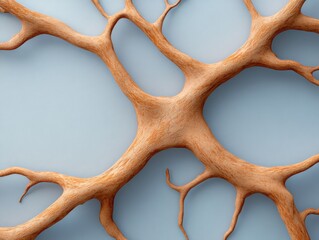 Aufkleber - Intricate Biophilic Network Organic Wood Texture on Soft Blue Canvas - Dynamic Visualization for Eco-Conscious Marketing and Tech-Driven Educational Tools