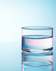 Aufkleber - Minimalist Precision in Biotechnology Transparent Crystal Petri Dish with Luminescent Liquid - Modern Medical Research and Lab Innovation for Enhanced Clarity