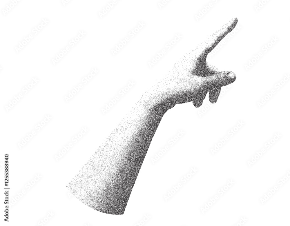 stipple hand gesture with stippling photocopy effect . Vector dots ...
