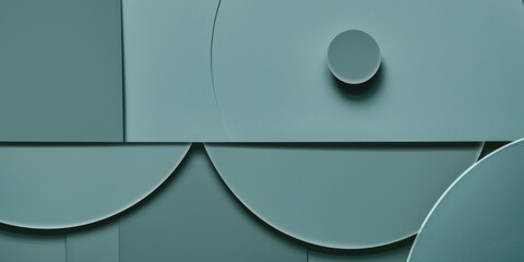 Aufkleber - A sleek minimalist graphic featuring a muted teal background, Abstract shapes and minimalist elements, Contemporary minimalist style