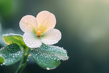 St patrick's day celebration with dewy clover flower nature's beauty close-up serenity