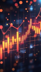 Poster - Glowing Financial Chart, Upward Trending Graphs, Percentage Changes, and City Lights Bokeh Effect