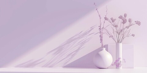 Poster - A sophisticated minimalist background with a pale lavender grey, Abstract elements and clean lines, Modern minimalist aesthetic