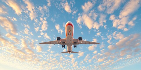 Poster - Dynamic Aviation Hub Visual Sleek Commercial Jet with Landing Gear against Dramatic Skies - Global Connectivity Content for Modern Air Travel Industry Strategy