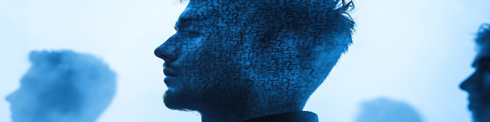 Poster - Profile Image of Man with Superimposed Number Pattern