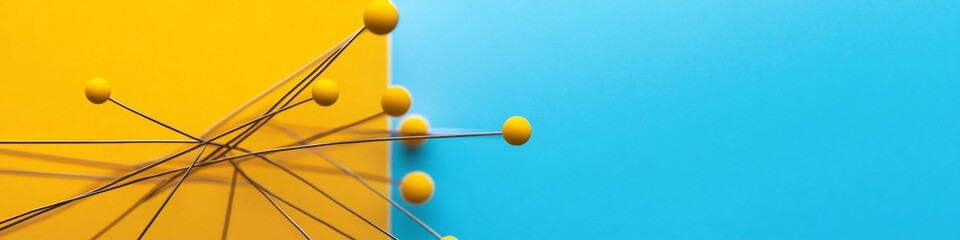 Leinwandbilder - Contemporary Geometric Network Visualization Wired Node Connections on Vibrant Canvas for Tech and Business Strategy - Enhancing Organizational Mapping and Data Presentation