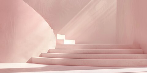 Poster - A sophisticated minimalist layout with a soft dusty pink background, Sparse geometric shapes and clean textures, Minimalist graphic design
