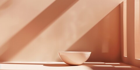 Poster - A sophisticated minimalist scene with a muted peach background, Sparse geometric elements and soft gradients, Minimalist editorial style