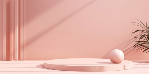 Poster - A sophisticated minimalist scene with a muted peach background, Sparse geometric elements and soft gradients, Minimalist editorial style