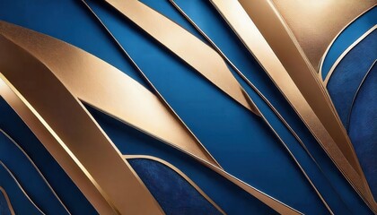 Aufkleber - luxury blue and gold abstract background with metallic textures and diagonal lines for premium design and branding use

