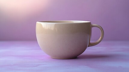 Wall Mural - Beige coffee mug sits against a lavender background