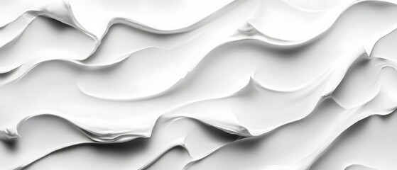Poster - Abstract Texture of Smooth White Creamy Surface with Flowing Waves and Subtle Shadow Play