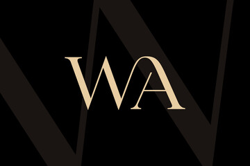 Poster - WA or AW letter logo icon design. Classic style luxury initials monogram.