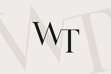 Poster - WT or TW letter logo icon design. Classic style luxury initials monogram.