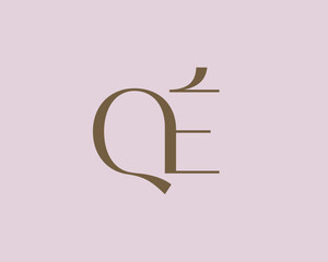 Poster - QE letter logo icon design. Classic style luxury initials monogram.