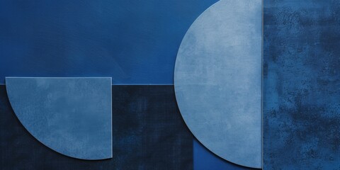 Poster - An abstract minimalist artwork against a deep indigo backdrop, Geometric shapes and negative space, Contemporary minimalist style