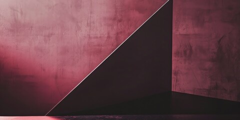 Poster - An abstract minimalist artwork against a deep maroon background, Geometric shapes and negative space, Contemporary minimalist style