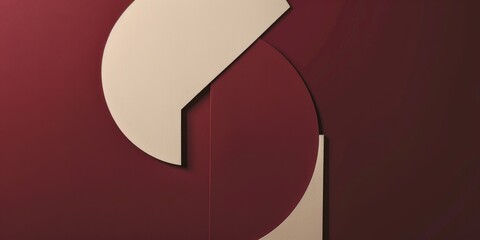 Poster - An abstract minimalist artwork against a deep maroon background, Geometric shapes and negative space, Contemporary minimalist style