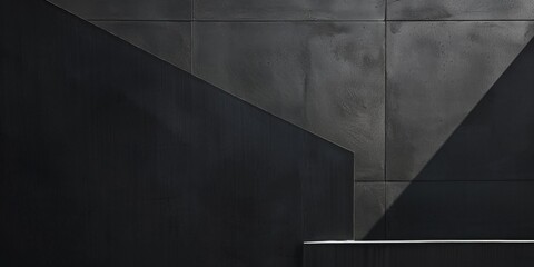 Poster - An abstract minimalist artwork against a pure black background, Abstract forms and textures in a structured arrangement, Contemporary minimalist style