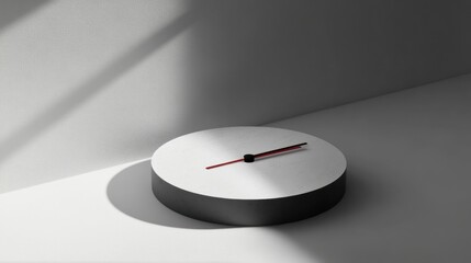Wall Mural - minimalist clock on a platform in sunlight.