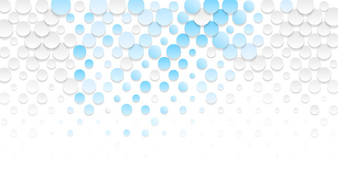Poster - White and blue minimal paper halftone circles abstract geometric background. Vector technology design