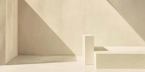 Poster - An abstract minimalist artwork against a soft ivory background, Geometric shapes and negative space, Contemporary minimalist style
