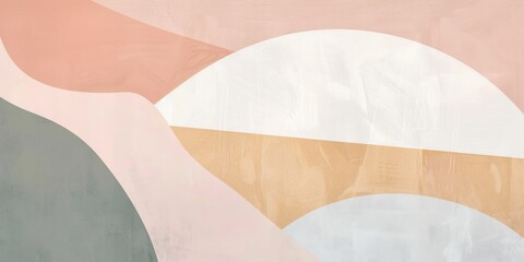Poster - An abstract minimalist artwork against a soft pastel backdrop, Organic shapes and subtle textures, Modern minimalist style