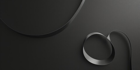 Poster - An abstract minimalist artwork with a pure black background, Abstract forms and textures in a minimalist arrangement, Contemporary minimalist style