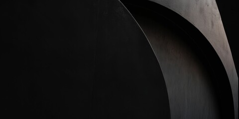 Poster - An abstract minimalist artwork with a pure black background, Abstract forms and textures in a minimalist arrangement, Contemporary minimalist style