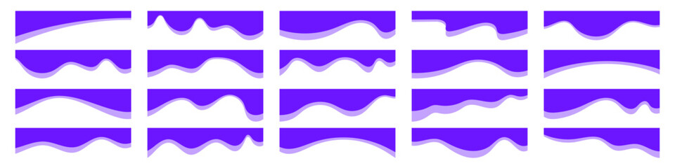 Wall Mural - Set of purple wave separator headers, modern dividers shapes for top of the page website