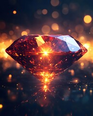 Poster - Radiant gemstone with intense light sparkling on a dark surface creating a magical atmosphere