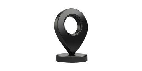 Poster - Black 3d map pin symbol on stand isolated on transparent background