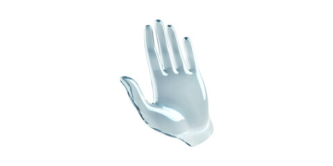 Transparent glass hand sculpture isolated on transparent background