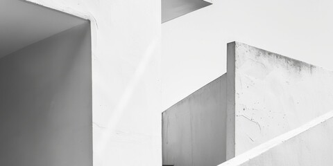 Poster - An abstract minimalist composition featuring a stark white backdrop, Geometric shapes in minimalist style, Contemporary design