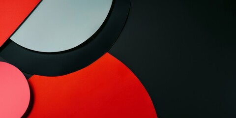 Poster - An abstract minimalist composition on a deep black background, Geometric forms in bold colors, Contemporary design style