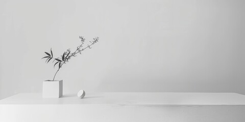 Poster - An abstract minimalist composition with a stark white backdrop, Geometric shapes in minimalist style, Contemporary design