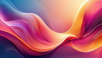 Poster - fluid abstract wave in vibrant gradient colors with dynamic lines for digital background, web design, or branding

