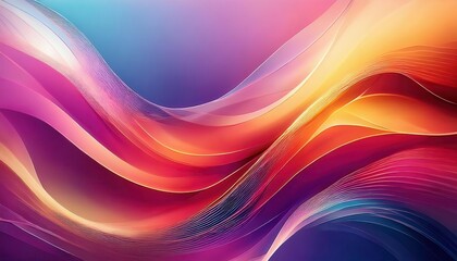Poster - fluid abstract wave in vibrant gradient colors with dynamic lines for digital background, web design, or branding

