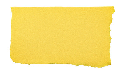 Poster - Isolated cut out torn piece of blank yellow paper note cardboard with texture and copy space for text, transparent png background design element