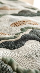 Poster - Abstract Textile Art Close Up Featuring Neutral Tones and Organic Shapes in a Modern Style