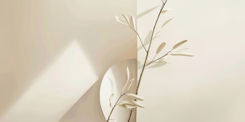 Aufkleber - An abstract minimalist design with a light cream backdrop, Minimalist geometric shapes in a harmonious composition, Modern minimalist style