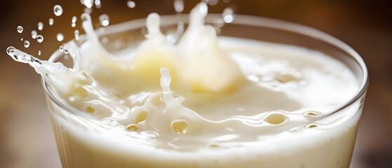 Poster - Creamy liquid splashing in a glass creating dynamic movement and a refreshing and smooth texture
