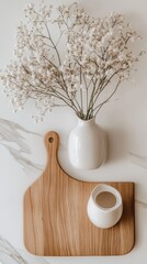 Poster - A collection of various textures such as wood, grey marble, and white terrazzo displayed on a white background for design inspiration