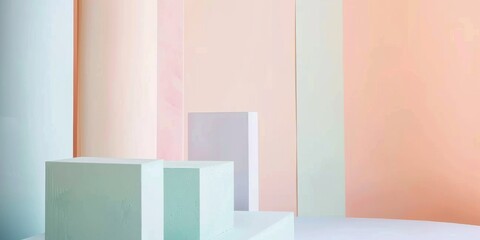 Poster - An artistic minimalist concept with a soft pastel background, Artistic shapes and minimalist pastels, Artistic minimalist style
