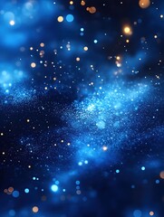 Poster - Abstract Blue and Gold Sparkle Background with Bokeh Effect for Festive and Magical Design