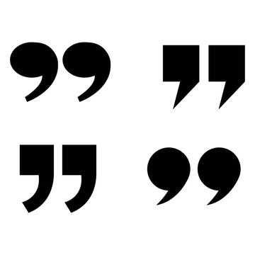 Quote marks icon, quotation marks icon, quotation marks symbol isolated on white background.
