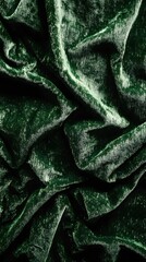 Poster - Luxurious Emerald Green Velvet Fabric Texture with Rich Folds and Deep Shadows Elegant Style